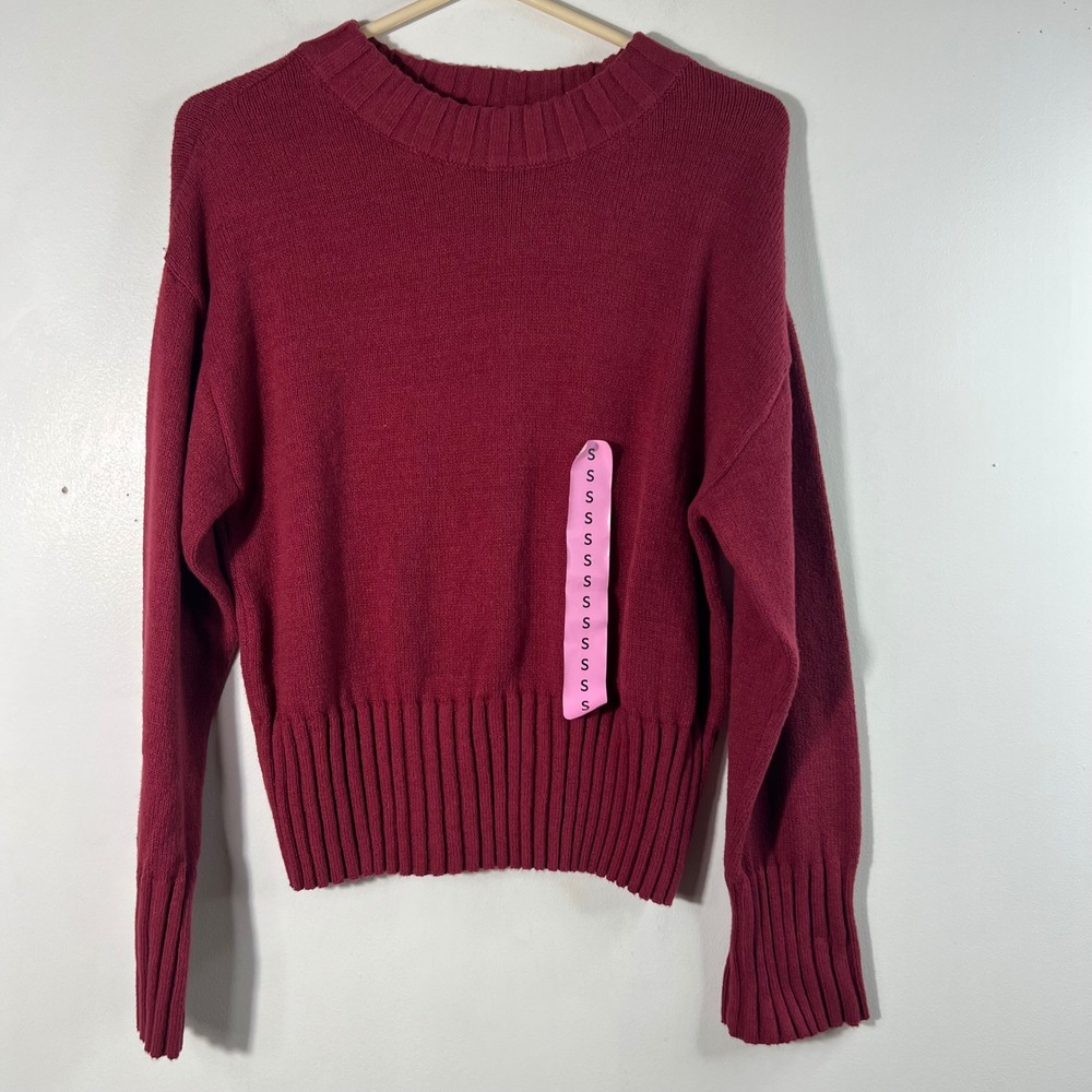 Womens Gap Crewneck Sweater Crimson Red S NWT msrp 80 Cotton Nylon